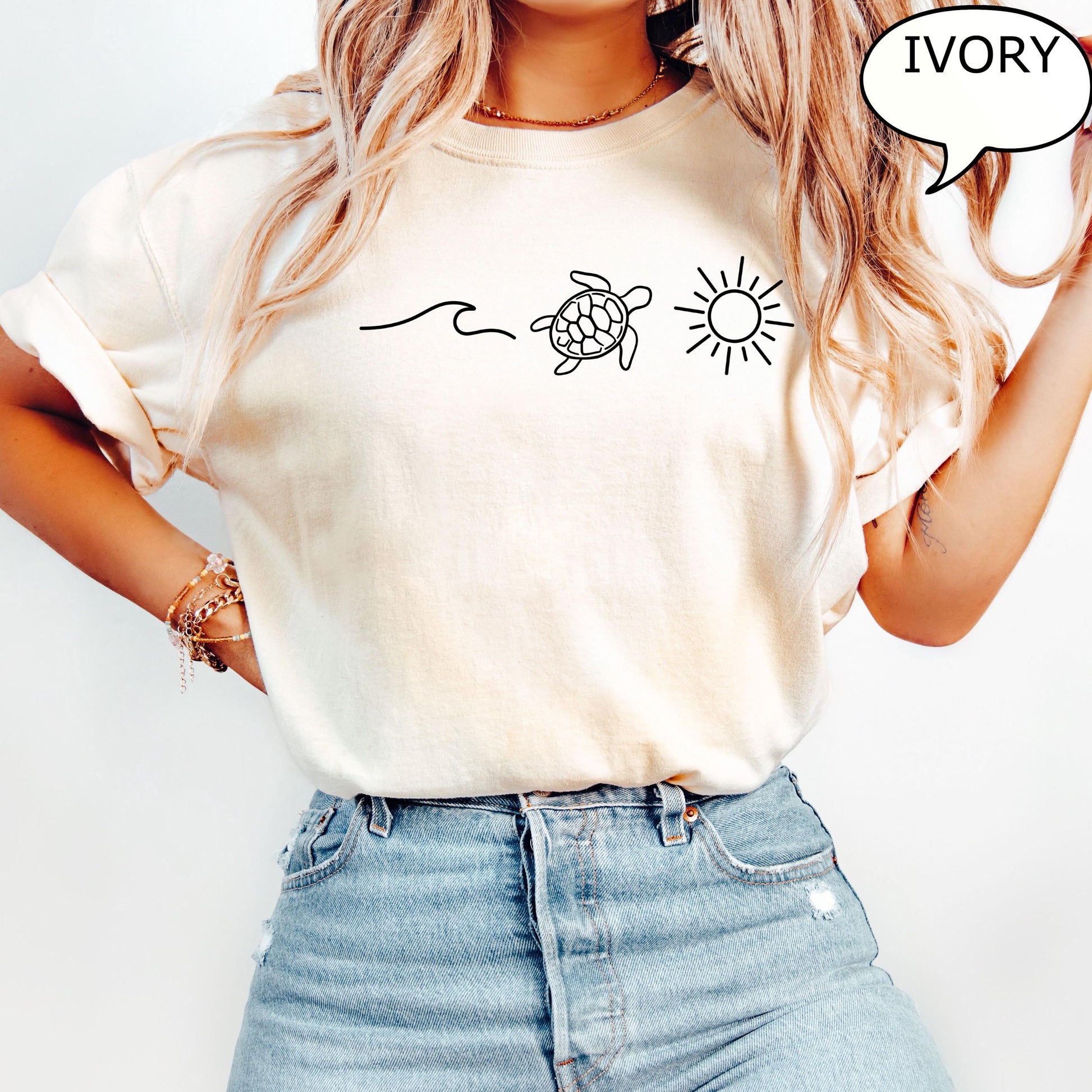 Comfort Colors® Ocean Turtle Sun T-Shirt, Summer Shirt, Gift For Women, Beach Shirt, Summer Women Shirt