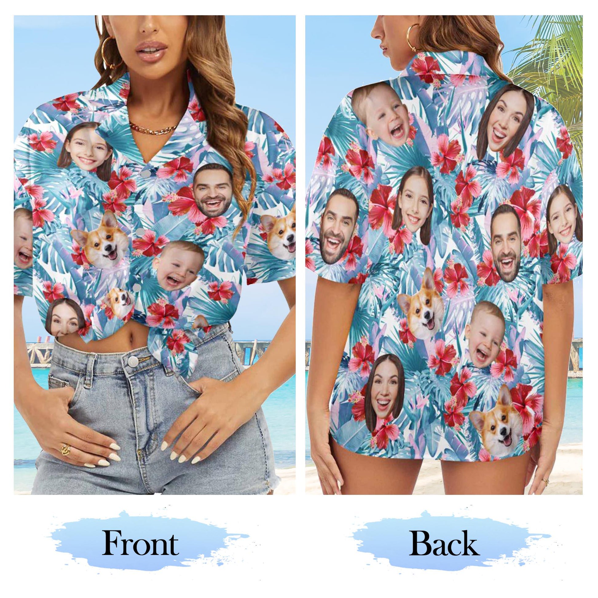 Custom Face Hawaiian Shirt, Personalized Photo Aloha Shirt, Couple Shirts, Beach Gift