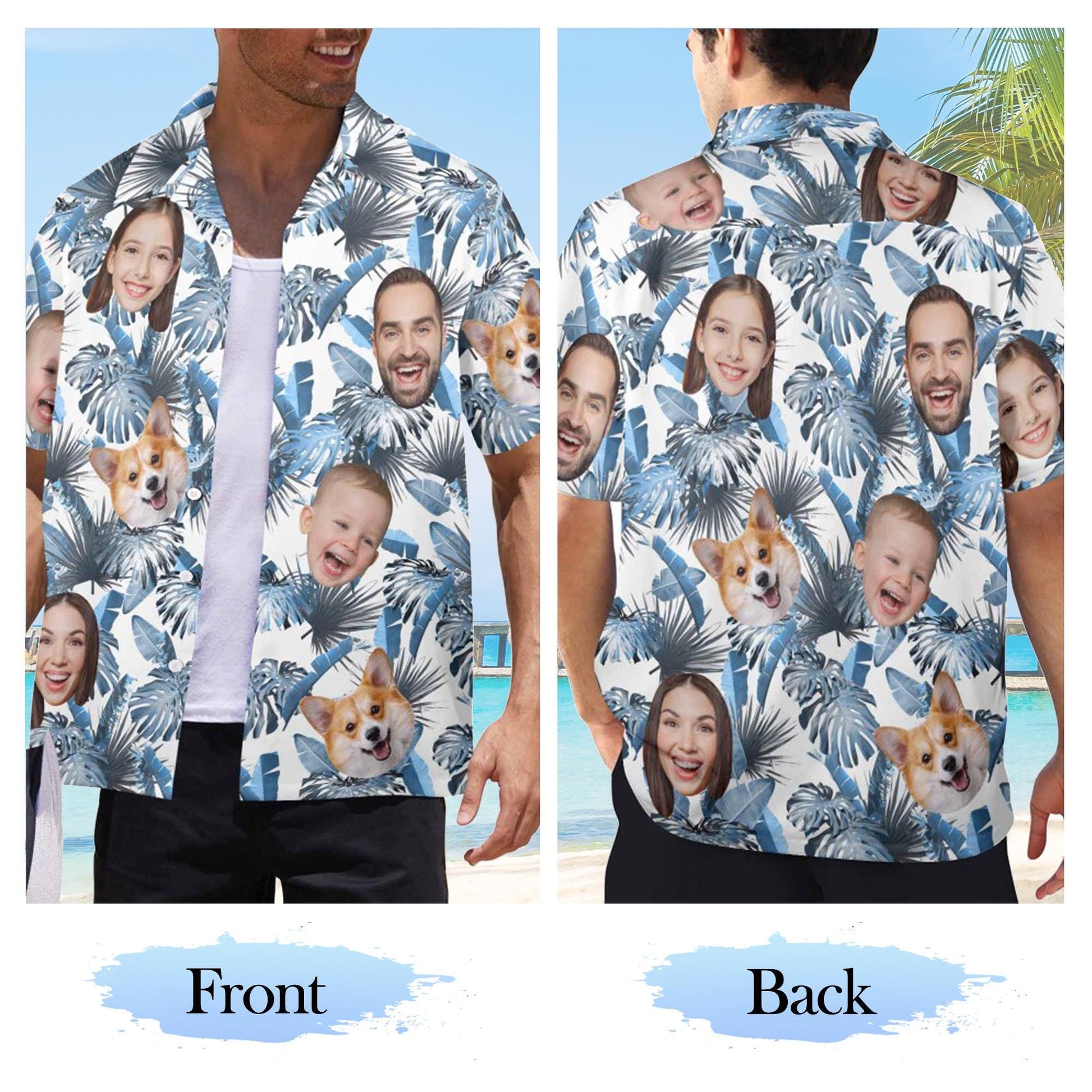 Custom Face Hawaiian Shirt, Personalized Photo Aloha Shirt, Couple Shirts, Beach Gift