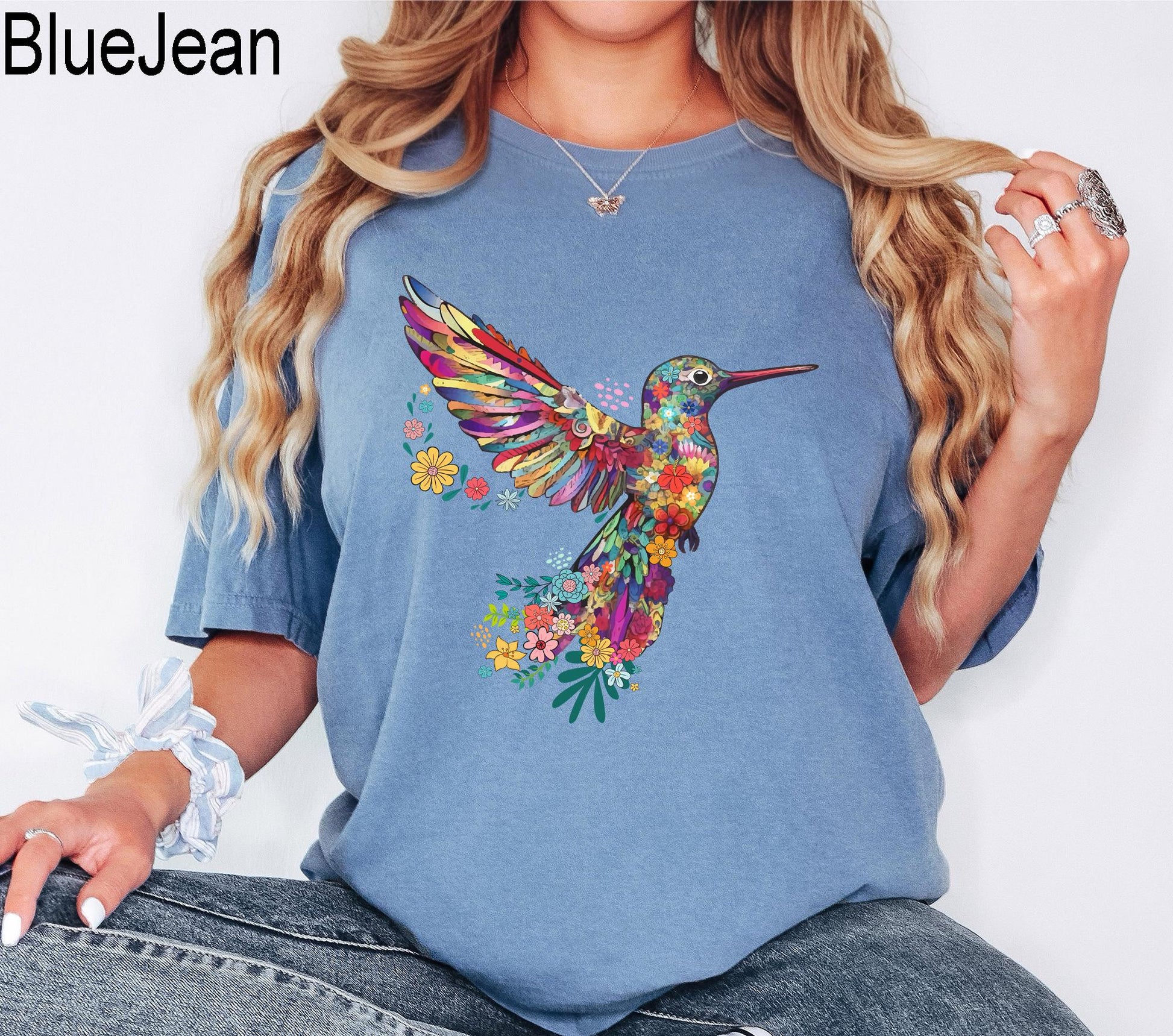 Comfort Colors® Floral Hummingbird Shirt ,Animal Lover Tee, Bird T Shirts, Trendy Tee, Gift For Her, Bird Lover T-Shirt, Spring Birds,Flower