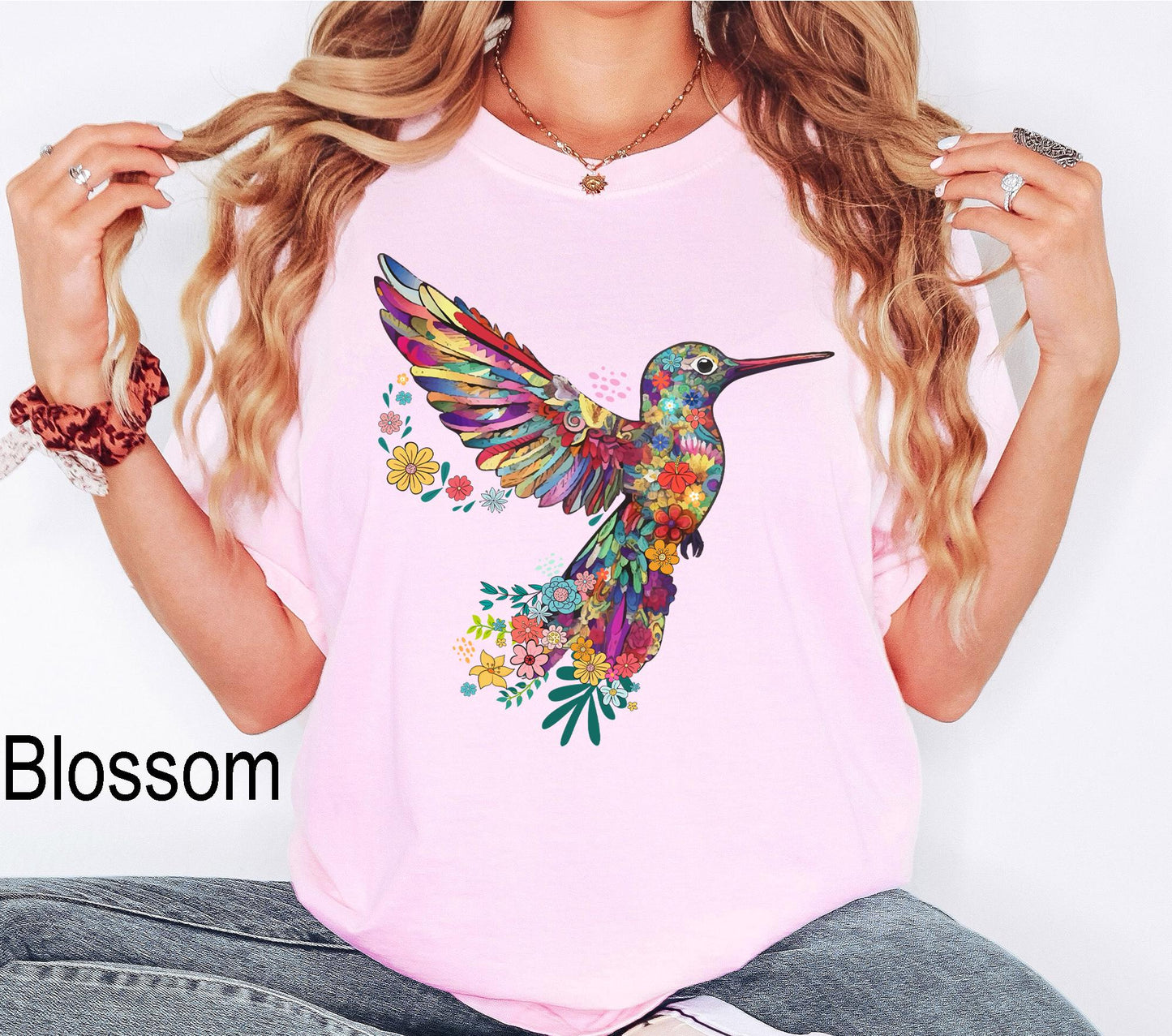 Comfort Colors® Floral Hummingbird Shirt ,Animal Lover Tee, Bird T Shirts, Trendy Tee, Gift For Her, Bird Lover T-Shirt, Spring Birds,Flower
