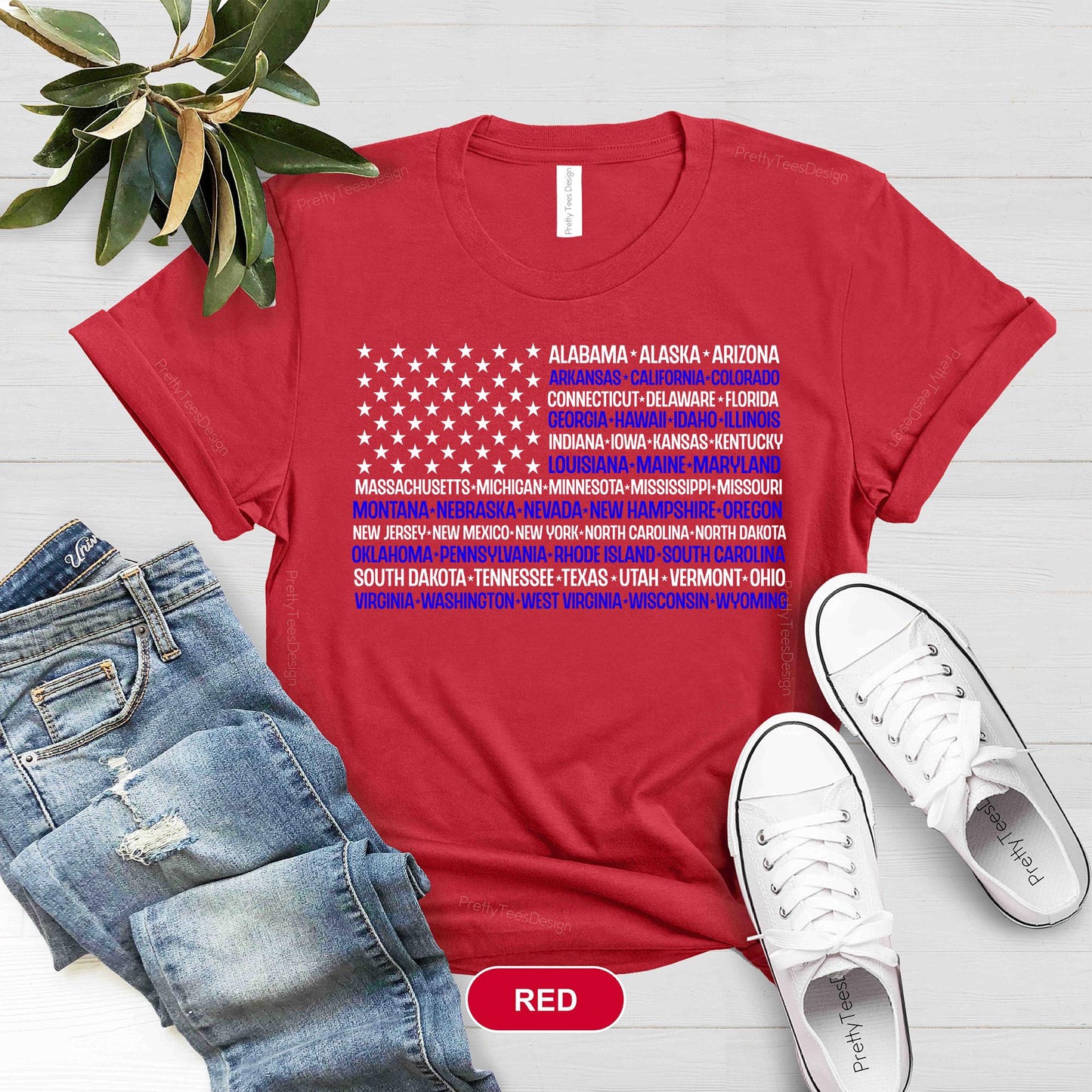 Vintage American Flag Tee with States, Fourth of July Tees, United States T-Shirt, 4th of July Tee, USA Shirt, Patriotic Shirt, Gift For Dad
