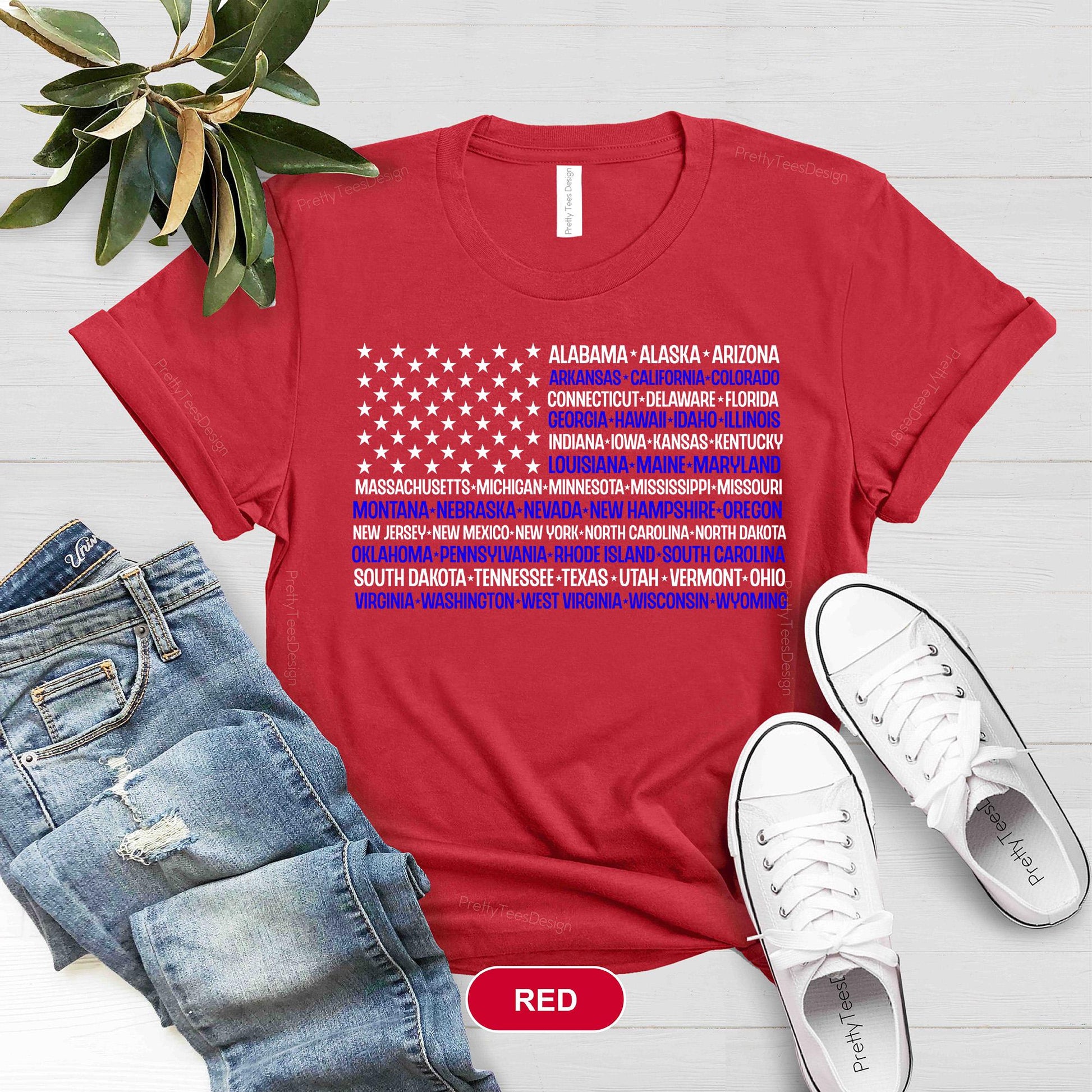 Vintage American Flag Tee with States, Fourth of July Tees, United States T-Shirt, 4th of July Tee, USA Shirt, Patriotic Shirt, Gift For Dad