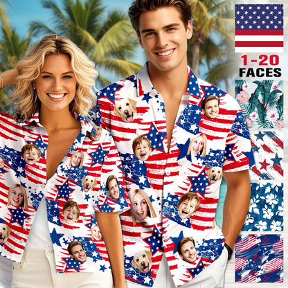 Custom Face Hawaiian Shirt: Patriotic 4th July Gift
