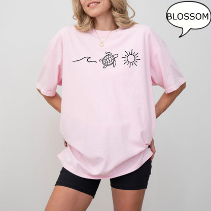 Comfort Colors® Ocean Turtle Sun T-Shirt, Summer Shirt, Gift For Women, Beach Shirt, Summer Women Shirt