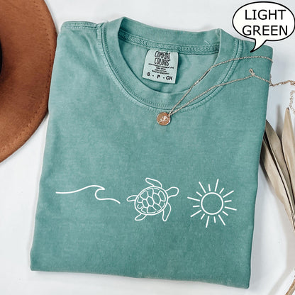 Comfort Colors® Ocean Turtle Sun T-Shirt, Summer Shirt, Gift For Women, Beach Shirt, Summer Women Shirt