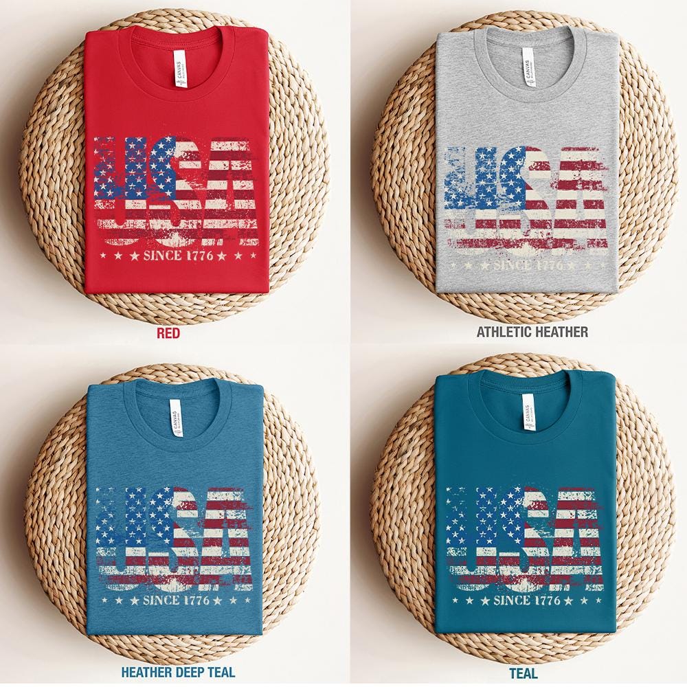 Distressed USA Since 1776 Tee: Retro American Flag Patriotic T-Shirt