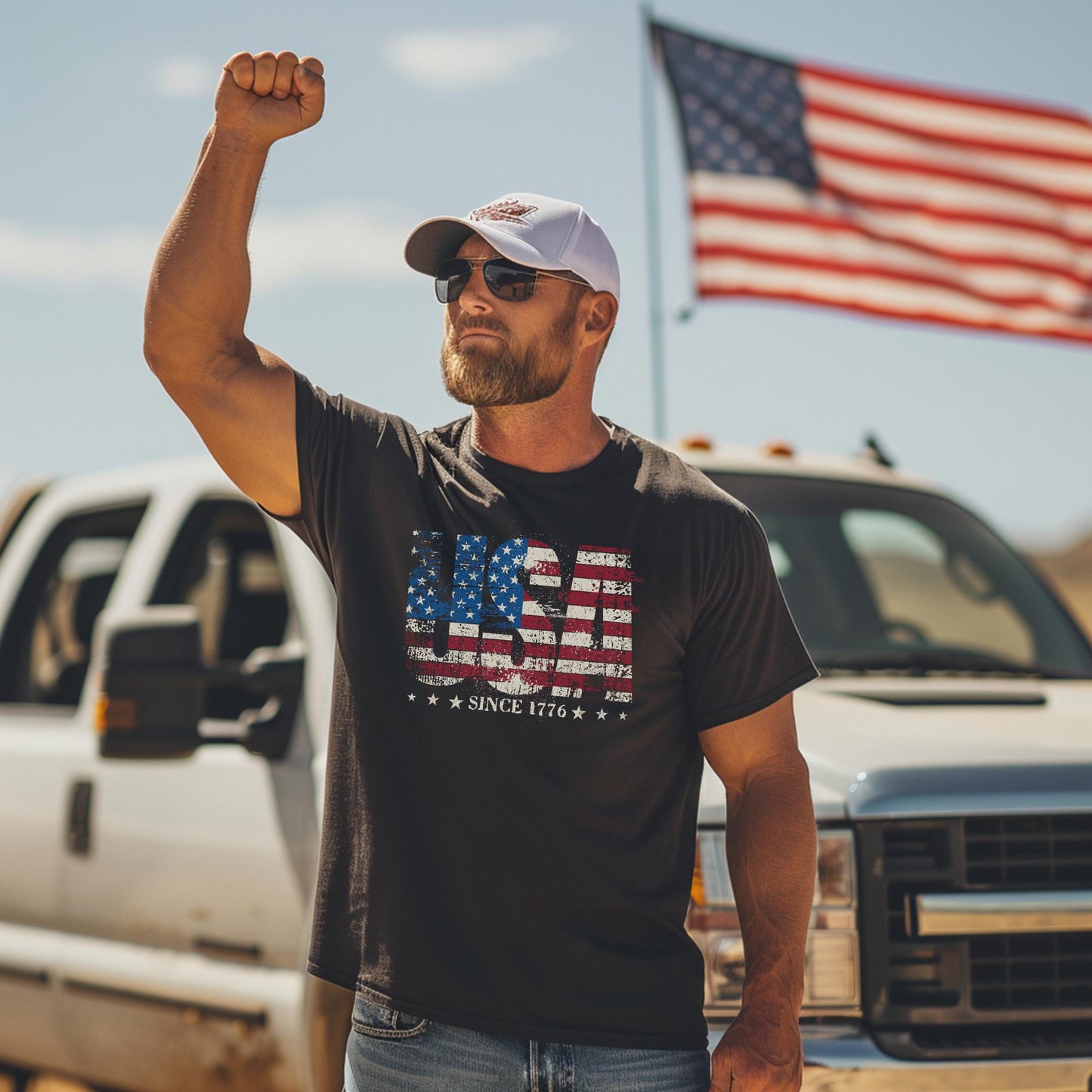 Distressed USA Since 1776 Tee: Retro American Flag Patriotic T-Shirt