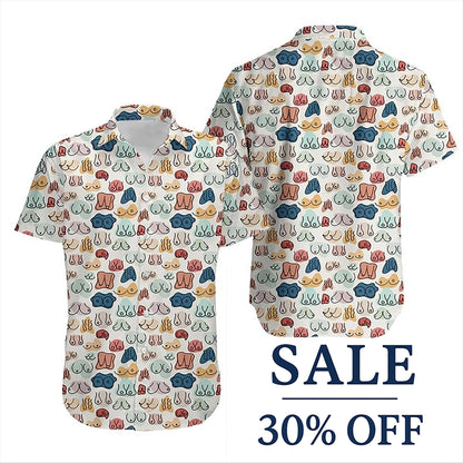 Funny Hawaiian Pattern Button Up, Novelty Beach Wear, Summer Vacation Outfit, Casual Party Top, Mens Tropical Clothing