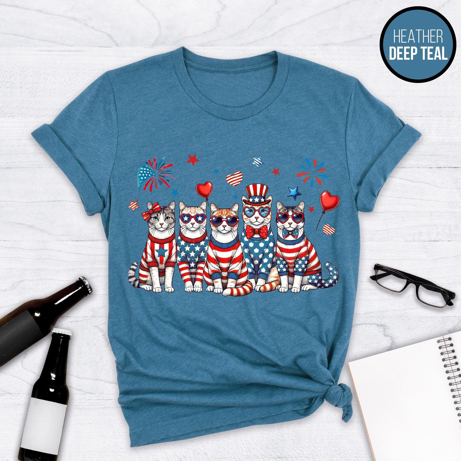 Patriotic Cat Shirt: 4th of July Independence Day Tee
