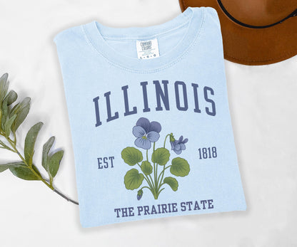 Illinois State Flower Graphic Tee Prairie State Vintage Shirt for Chicago and Springfield Travel Lovers and Midwest Gift