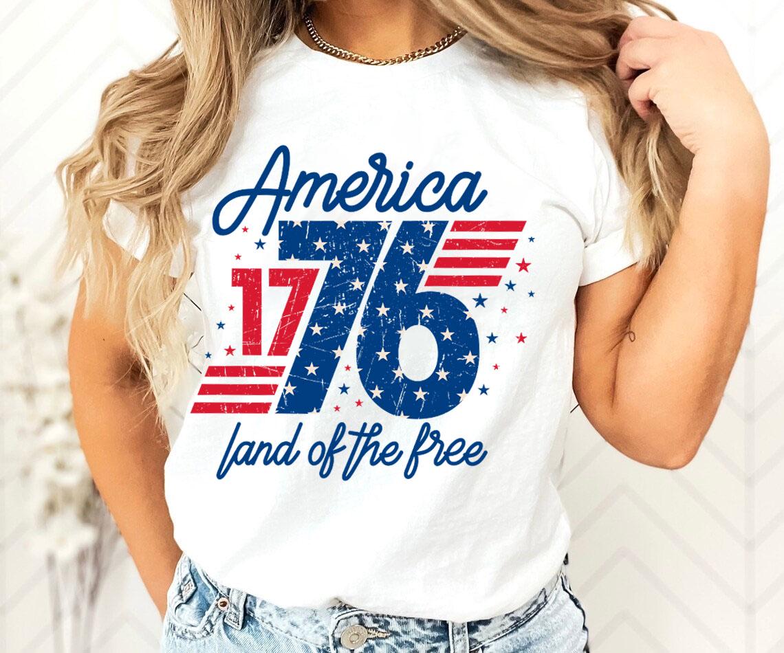 1776 America Shirt, Land of the Free USA T-Shirt, Patriotic Graphic Tee, 4th of July Shirt, Retro Independence Day Shirt Women,Retro USA Tee