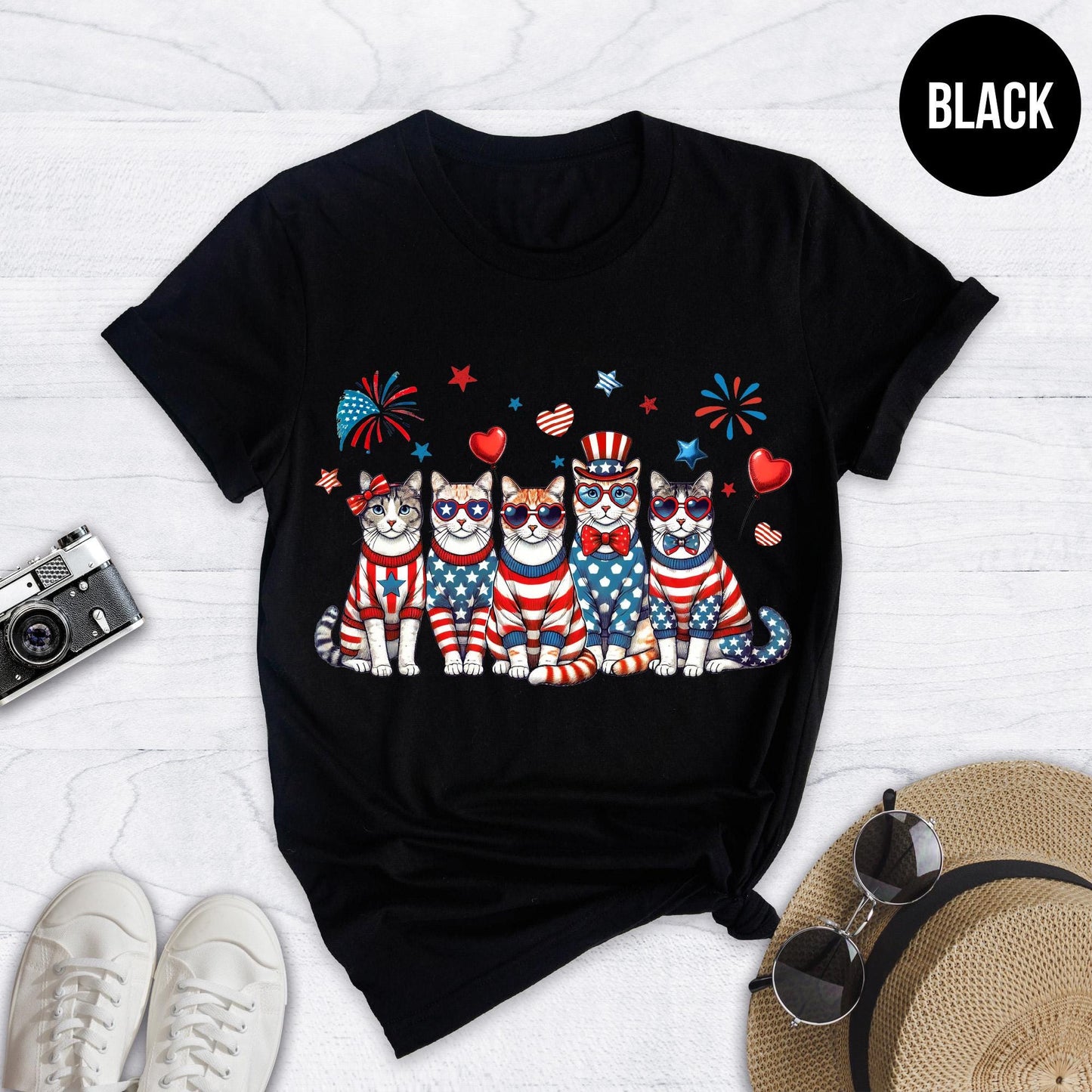 Patriotic Cat Shirt: 4th of July Independence Day Tee