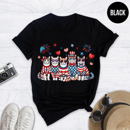 Patriotic Cat Shirt: 4th of July Independence Day Tee