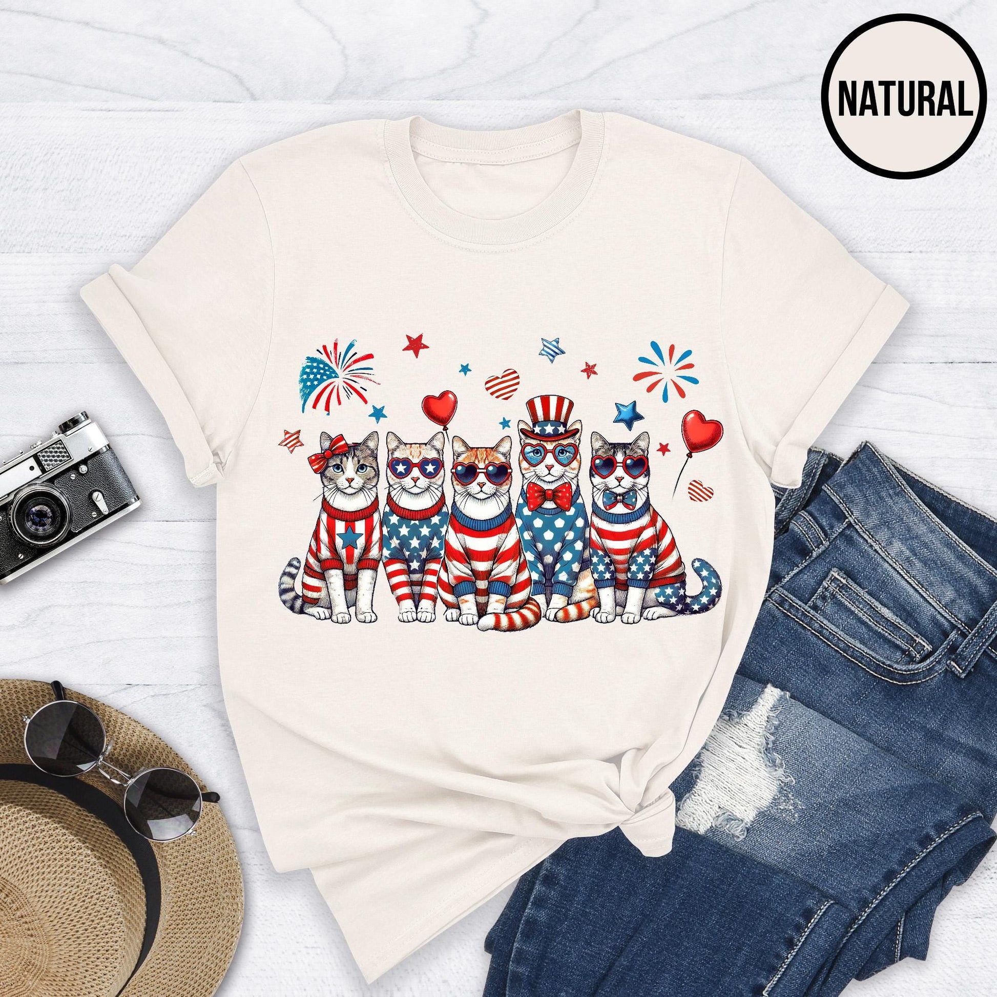 Patriotic Cat Shirt: 4th of July Independence Day Tee
