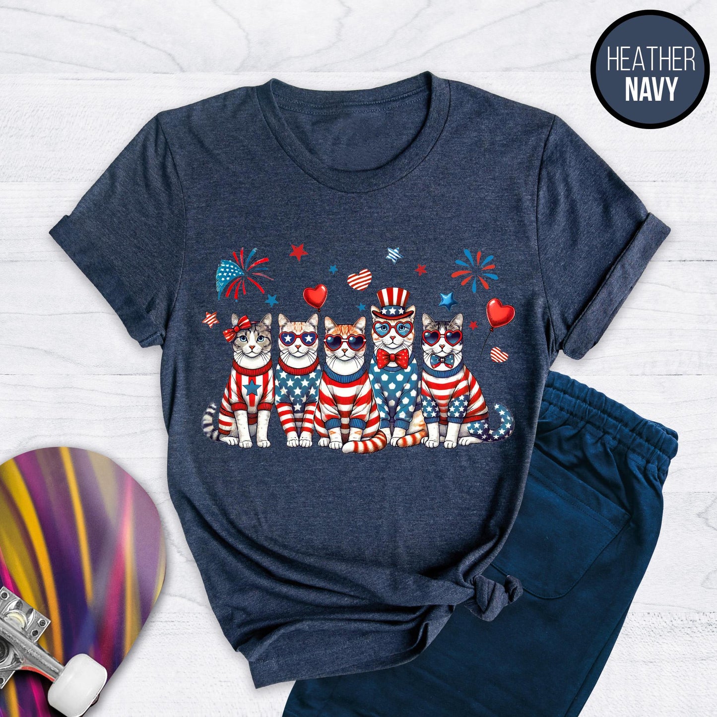 Patriotic Cat Shirt: 4th of July Independence Day Tee
