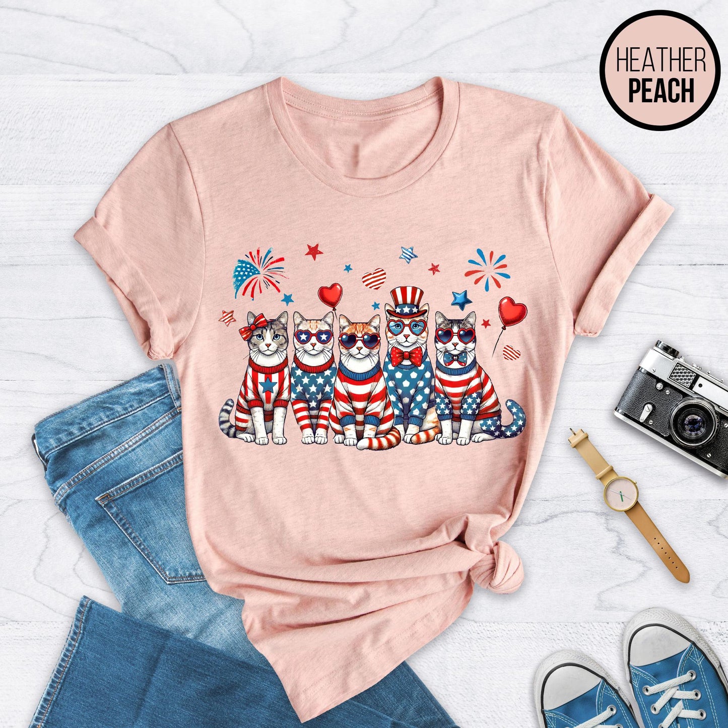 Patriotic Cat Shirt: 4th of July Independence Day Tee