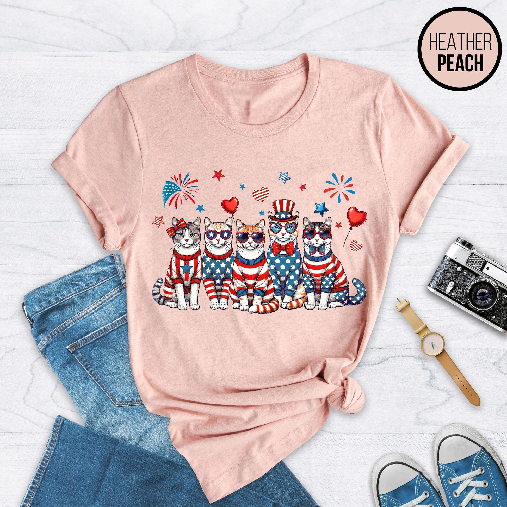 Patriotic Cat Shirt: 4th of July Independence Day Tee