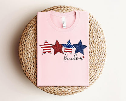 4th of July womens shirt, Star glitter shirt Glitter, 4th of July shirt, Independence shirt, patriotic shirt,4th of July tee, fourth of July