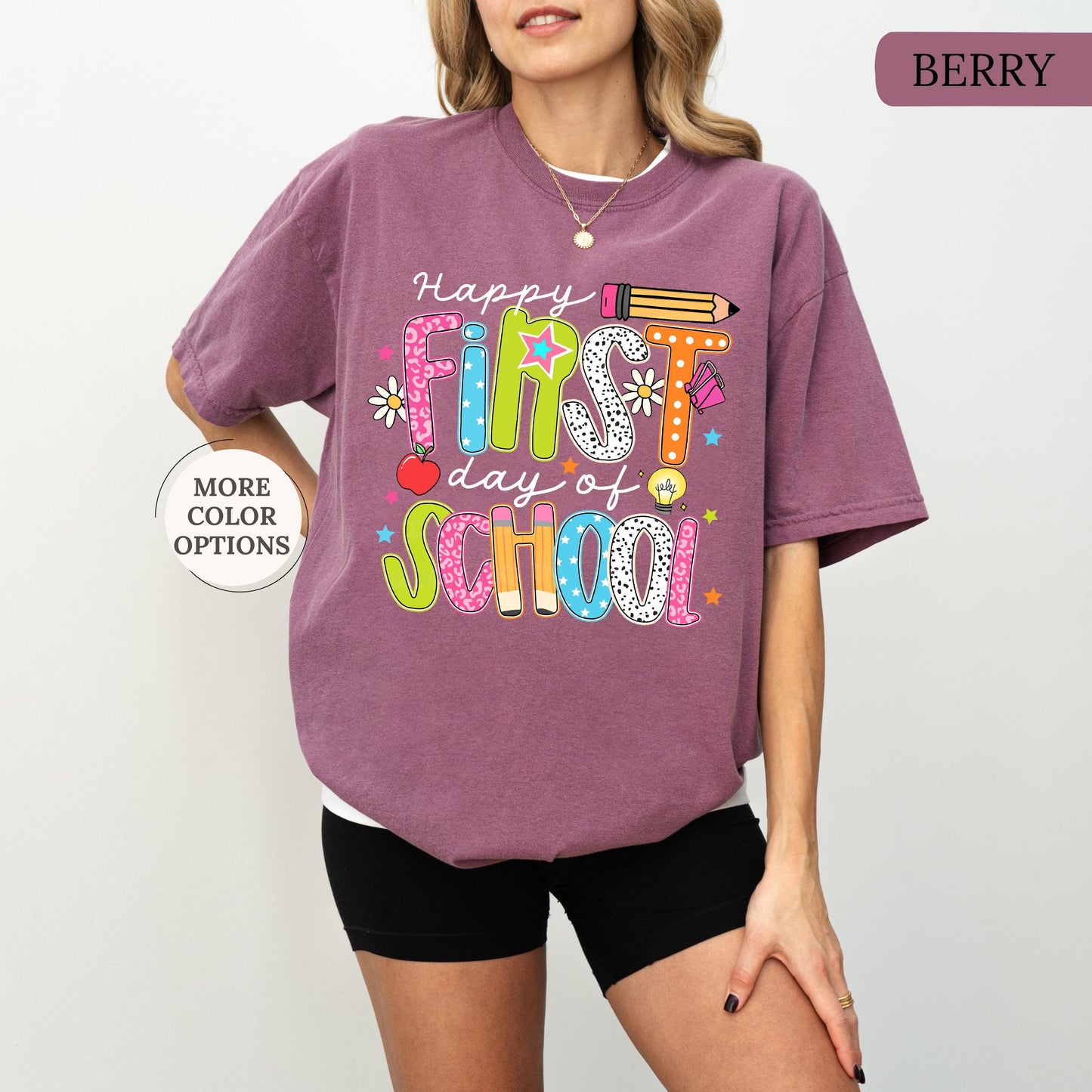 Comfort Colors® Happy First Day Of School Shirt, Teacher Back To School Tee, School Shirt, Teacher Appreciation, 1st Day Of School Teacher