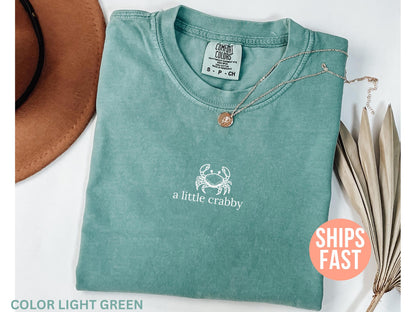 Comfort Colors® A little Crabby Shirt, Minimalist Beach T-shirt, Funny Meme Shirt, Summer Aesthetic Shirt, Funny Beach Shirt, Coastal Shirt