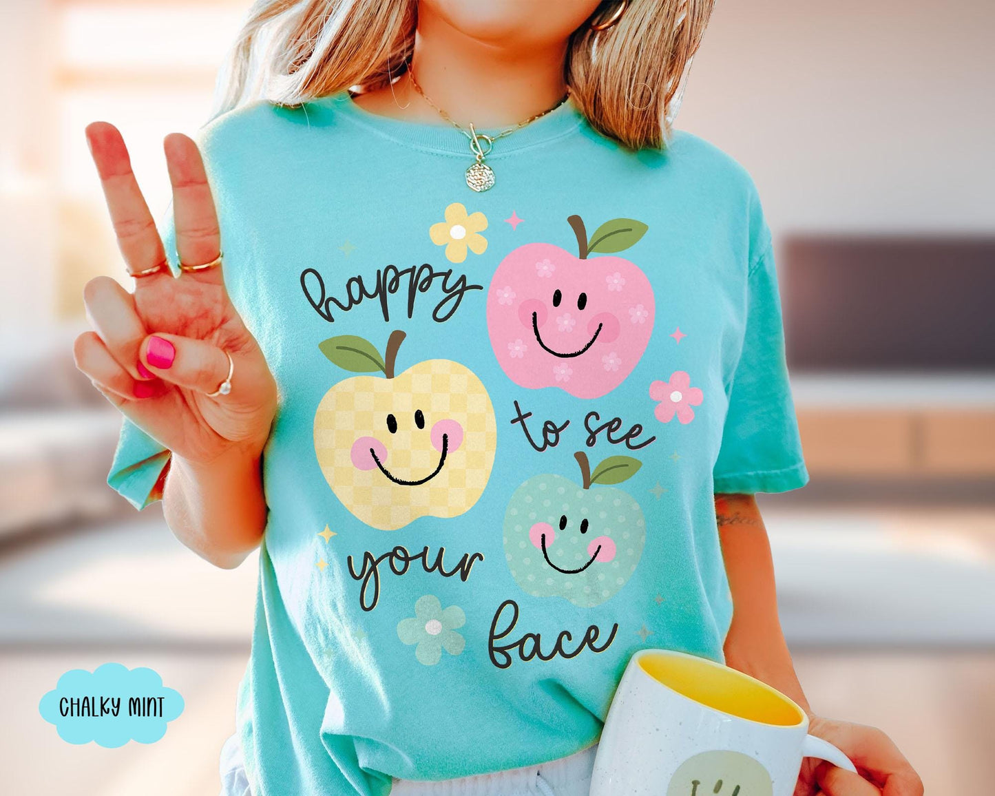 Comfort Colors Teacher Shirt: Happy To See Your Face, Back to School Gift