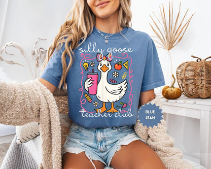 Comfort Colors® Silly Goose Teacher Club Shirt, Funny Teacher Tee, Cute Back to School T-Shirt, Funny Goose Group Teacher Apparel, Teacher