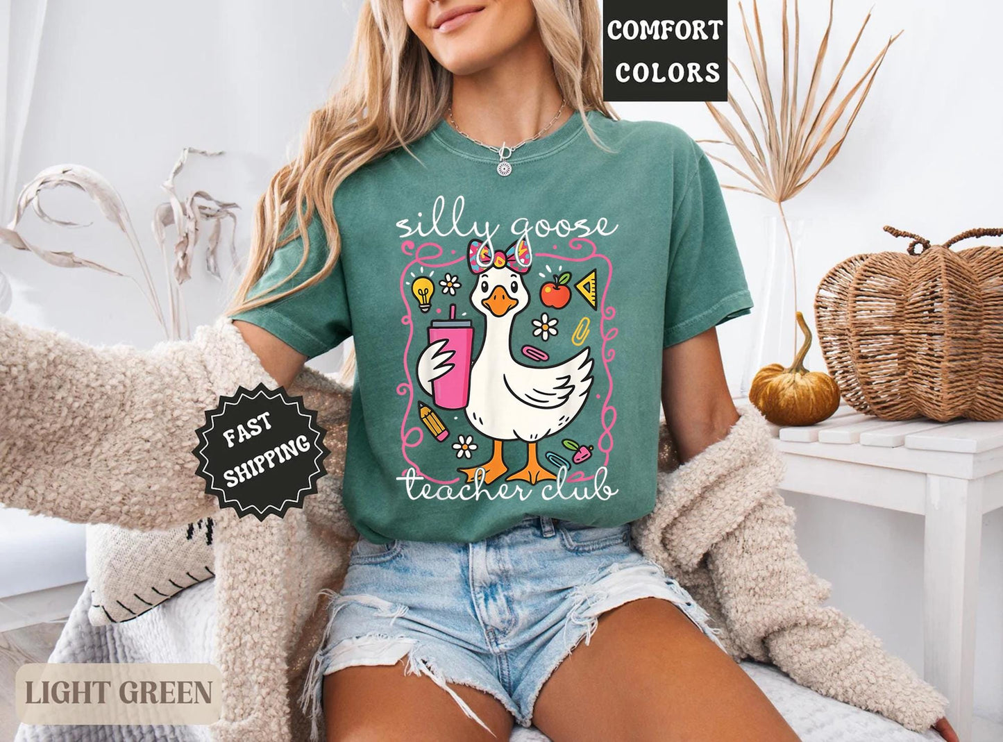 Comfort Colors® Silly Goose Teacher Club Shirt, Funny Teacher Tee, Cute Back to School T-Shirt, Funny Goose Group Teacher Apparel, Teacher