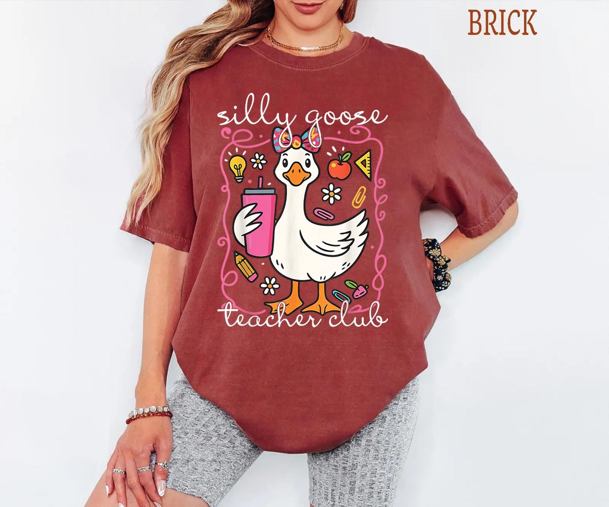Comfort Colors® Silly Goose Teacher Club Shirt, Funny Teacher Tee, Cute Back to School T-Shirt, Funny Goose Group Teacher Apparel, Teacher