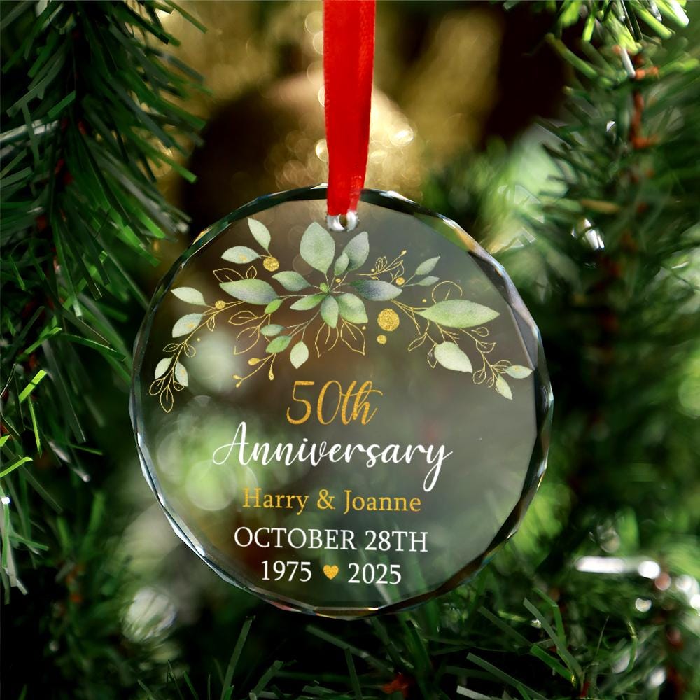 Personalized Golden Anniversary Gift, Custom Glass Ornament, Christmas Decoration, 50th Wedding Keepsake, Gift For Parents, Grandparents