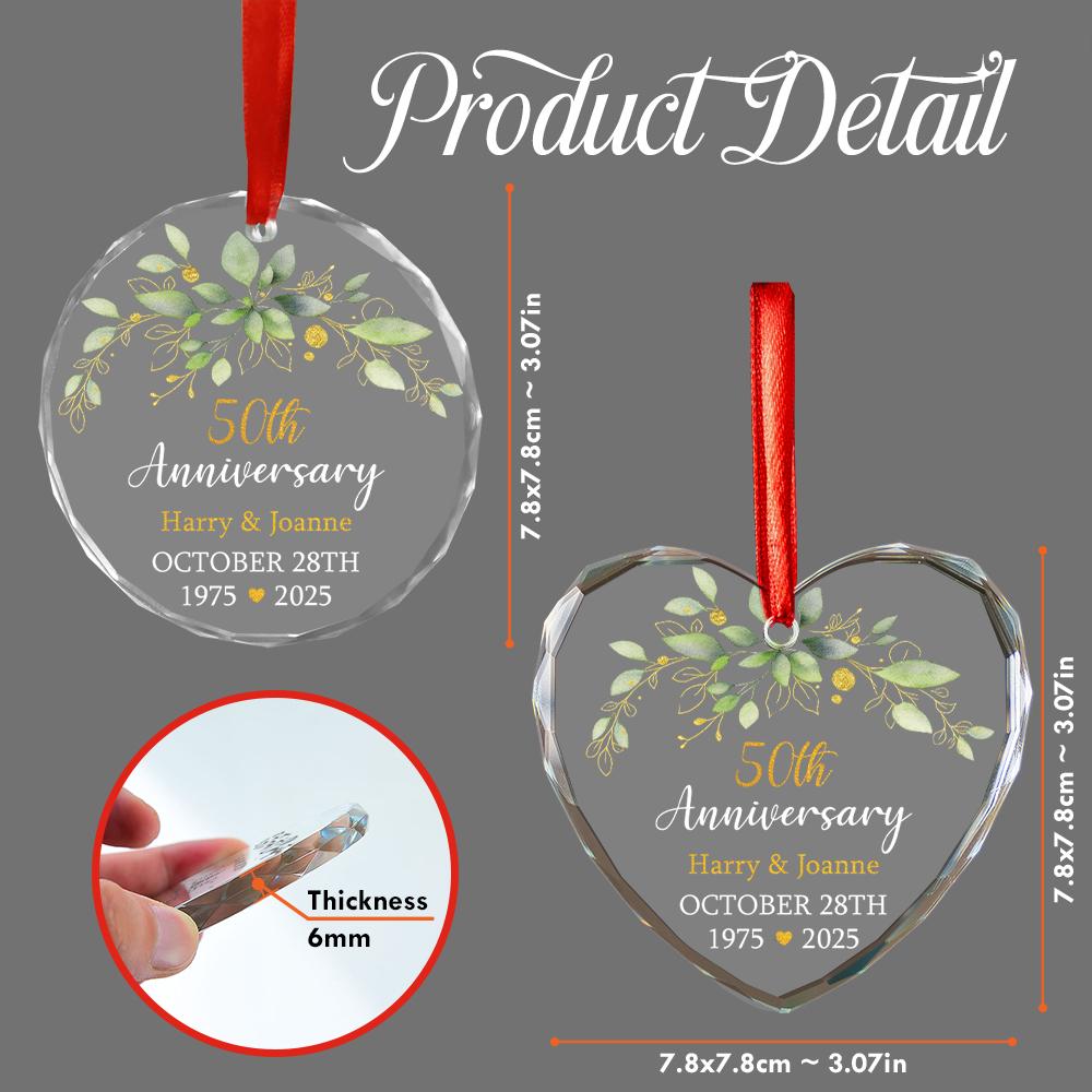 Personalized Golden Anniversary Gift, Custom Glass Ornament, Christmas Decoration, 50th Wedding Keepsake, Gift For Parents, Grandparents