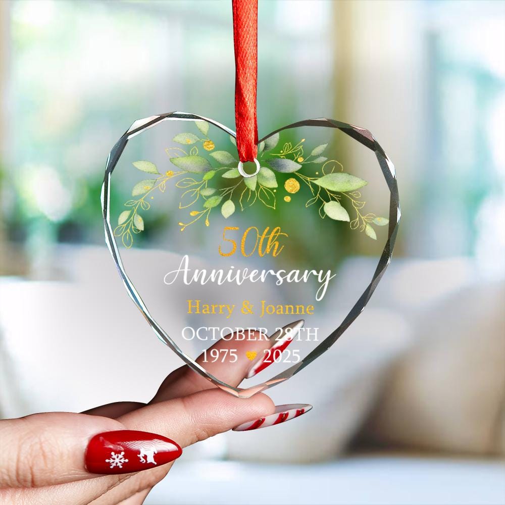 Personalized Golden Anniversary Gift, Custom Glass Ornament, Christmas Decoration, 50th Wedding Keepsake, Gift For Parents, Grandparents