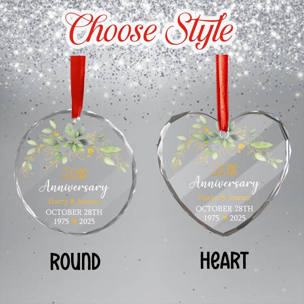 Personalized Golden Anniversary Gift, Custom Glass Ornament, Christmas Decoration, 50th Wedding Keepsake, Gift For Parents, Grandparents