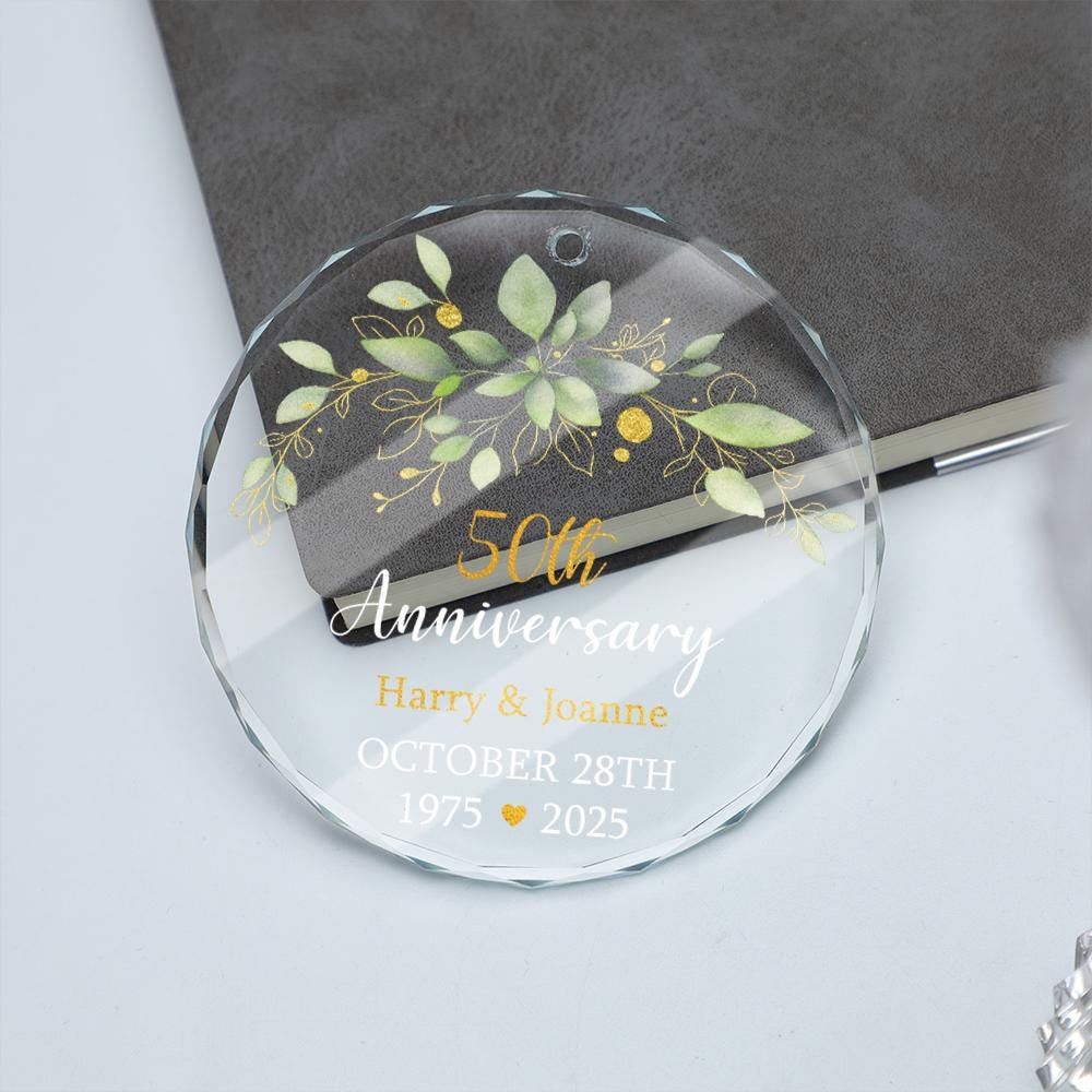 Personalized Golden Anniversary Gift, Custom Glass Ornament, Christmas Decoration, 50th Wedding Keepsake, Gift For Parents, Grandparents