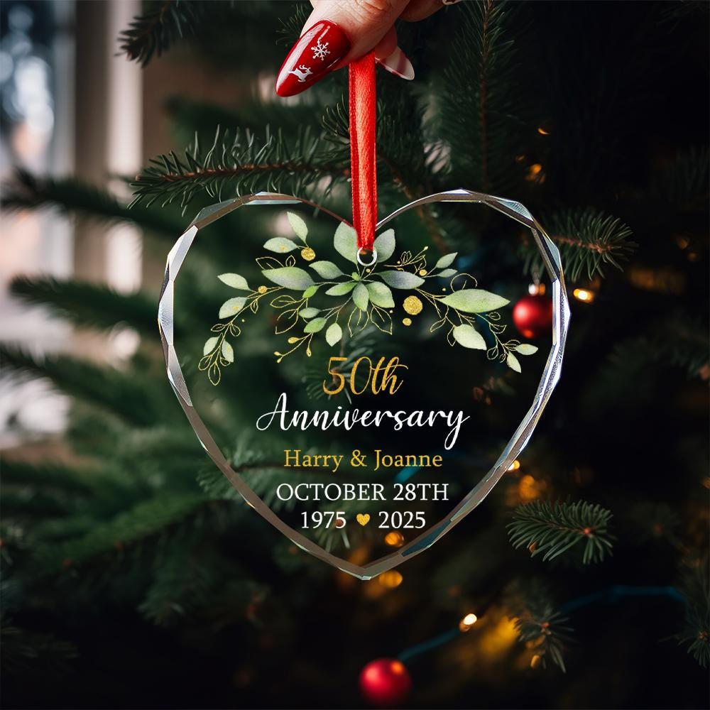 Personalized Golden Anniversary Gift, Custom Glass Ornament, Christmas Decoration, 50th Wedding Keepsake, Gift For Parents, Grandparents