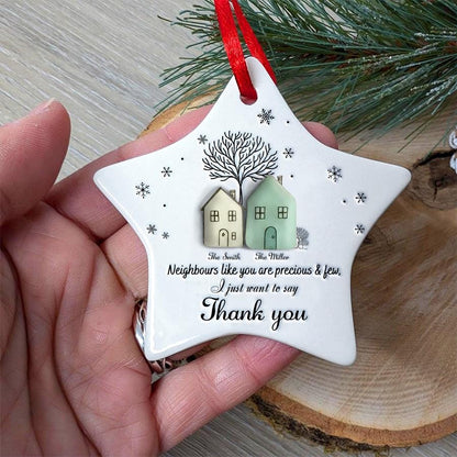 Neighbors Like You Are Precious Ceramic Ornament, Thank You Neighbor Gift, Best Neighbor Christmas Keepsake, Personalized Holiday Decoration