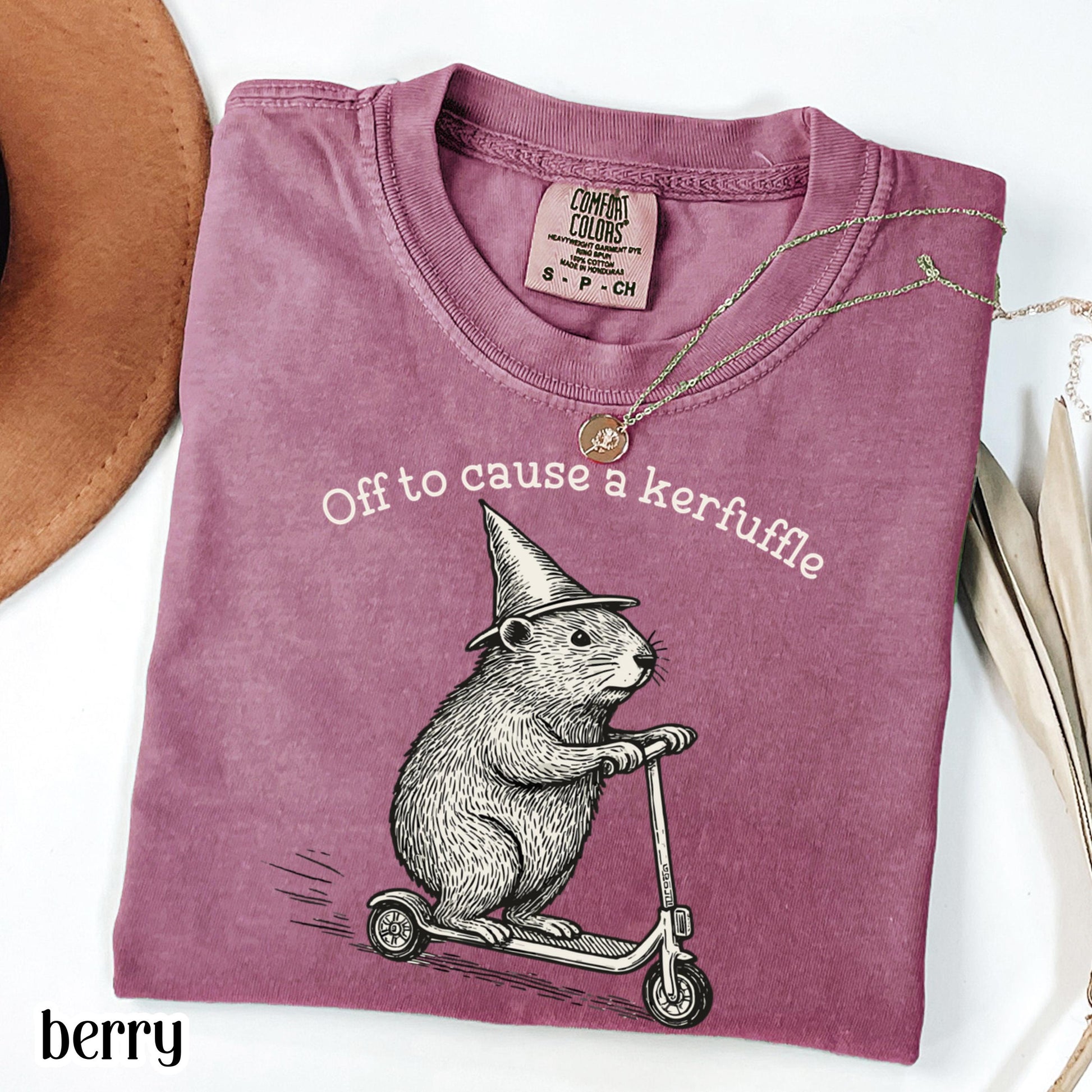 Off To Cause A Kerfuffle Comfort Colors Shirt Funny Groundhog Scooter Tshirt Silly Animal Mental Health Tee Adult Humor Sarcastic T-Shirt
