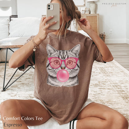 Funny Cat Shirt, Cute Cat Meme T-Shirt, Bubble Gum Kitten Tee Vintage Style Comfort Colors Mental Health Tshirt Retro 80s 90s Cat Lover Gift