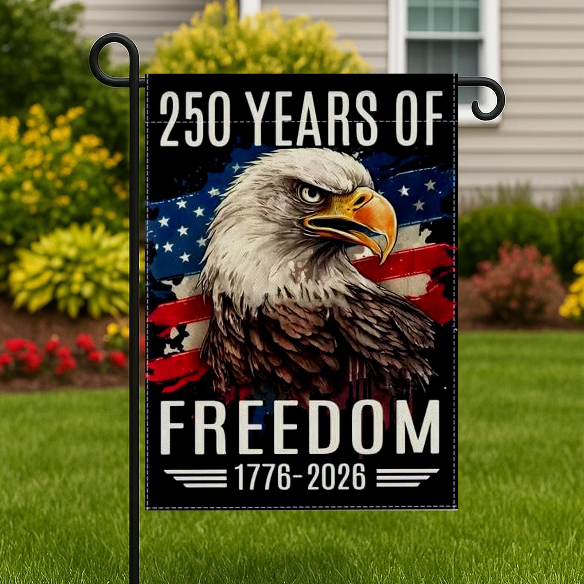 250 Years of Freedom Garden Flag, Patriotic Eagle, Double Sided