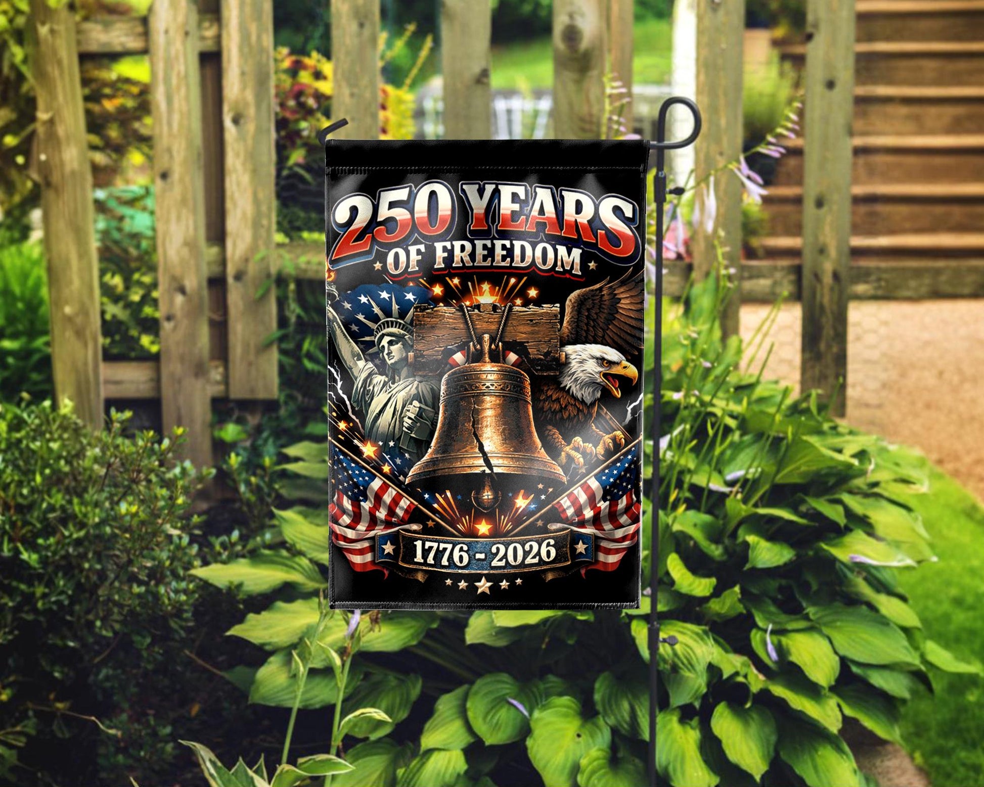 Patriotic Semiquincentennial Garden Flag 1776-2026, 250 Years Freedom USA Flag Yard Flag, 250th Anniversary Outdoor Decor Gift