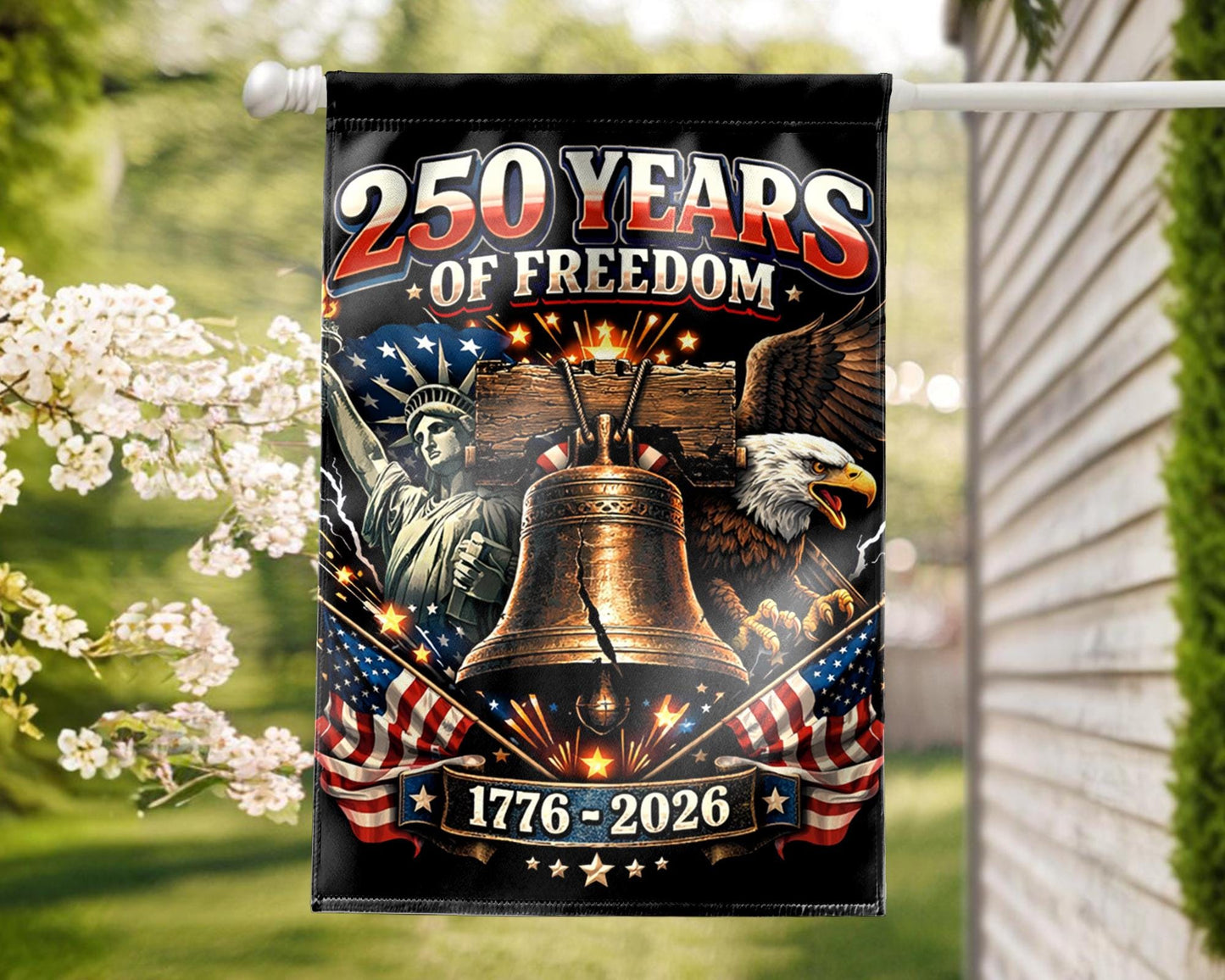 Patriotic Semiquincentennial Garden Flag 1776-2026, 250 Years Freedom USA Flag Yard Flag, 250th Anniversary Outdoor Decor Gift