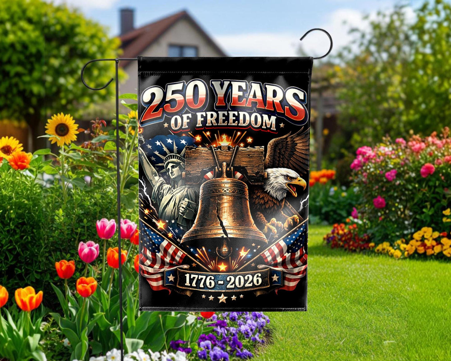 Patriotic Semiquincentennial Garden Flag 1776-2026, 250 Years Freedom USA Flag Yard Flag, 250th Anniversary Outdoor Decor Gift