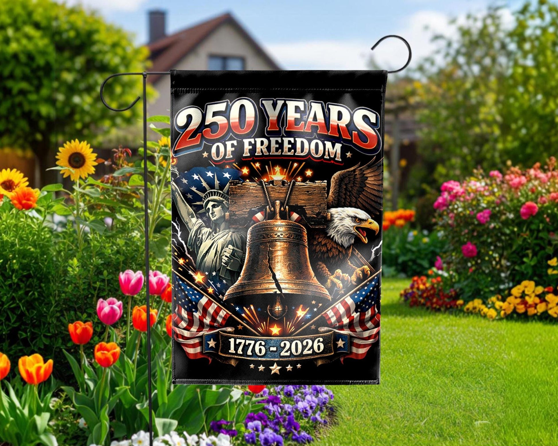 Patriotic Semiquincentennial Garden Flag 1776-2026, 250 Years Freedom USA Flag Yard Flag, 250th Anniversary Outdoor Decor Gift
