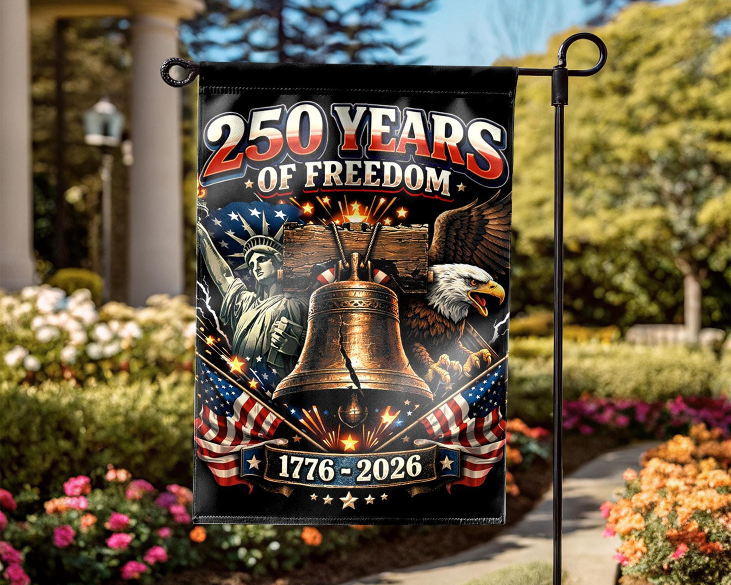 Patriotic Semiquincentennial Garden Flag 1776-2026, 250 Years Freedom USA Flag Yard Flag, 250th Anniversary Outdoor Decor Gift