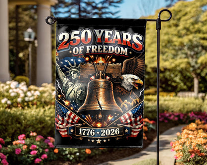 Patriotic Semiquincentennial Garden Flag 1776-2026, 250 Years Freedom USA Flag Yard Flag, 250th Anniversary Outdoor Decor Gift