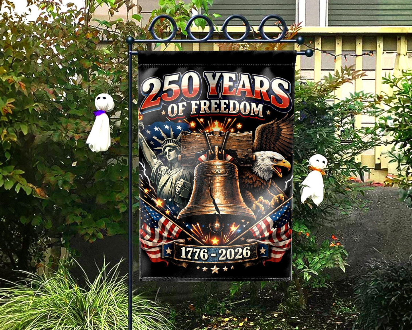 Patriotic Semiquincentennial Garden Flag 1776-2026, 250 Years Freedom USA Flag Yard Flag, 250th Anniversary Outdoor Decor Gift