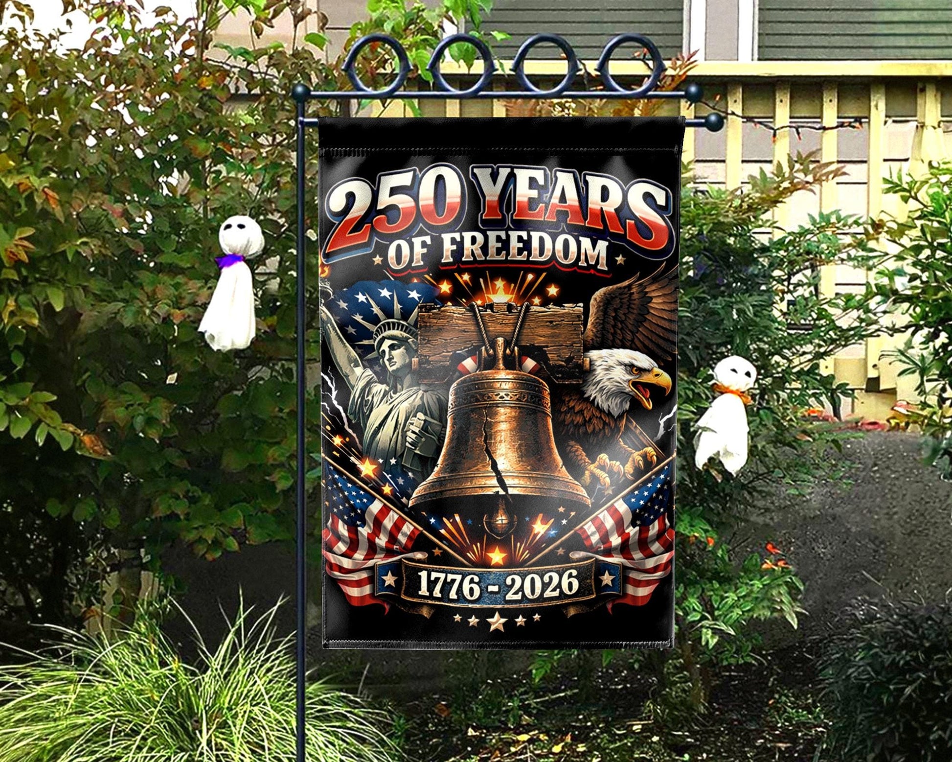 Patriotic Semiquincentennial Garden Flag 1776-2026, 250 Years Freedom USA Flag Yard Flag, 250th Anniversary Outdoor Decor Gift