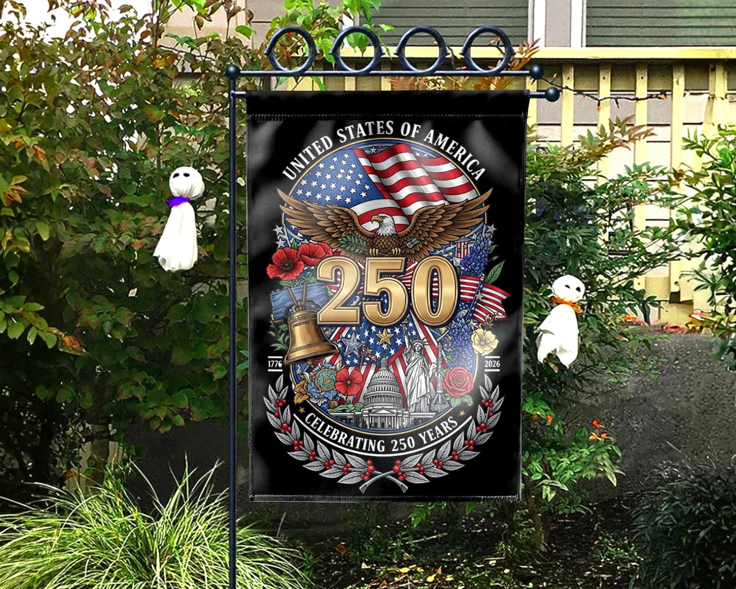 Patriotic Semiquincentennial Garden Flag 1776-2026, 250 Years Freedom USA Flag Yard Flag, 250th Anniversary Outdoor Decor Gift