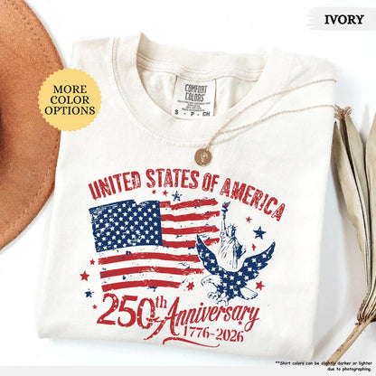 Comfort Colors® America 250th Anniversary Shirt, Patriotic Eagle Tee, Distressed 4th Of July Shirt, American Flag Shirt, Patriotic Gifts