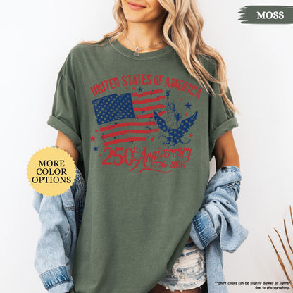 Comfort Colors® America 250th Anniversary Shirt, Patriotic Eagle Tee, Distressed 4th Of July Shirt, American Flag Shirt, Patriotic Gifts